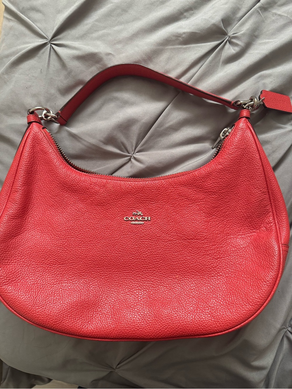 Coach Red Pebbled Leather Shoulder Bag